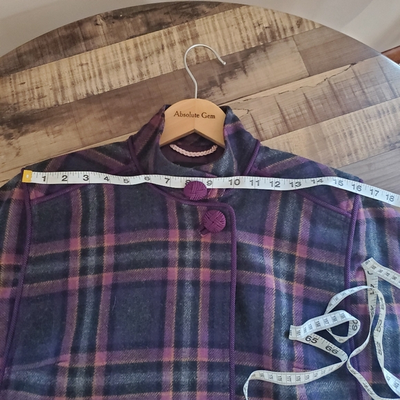 The Limited purple plaid wool blend cape jacket coat Academia Sherlock SZ small - Picture 10 of 14